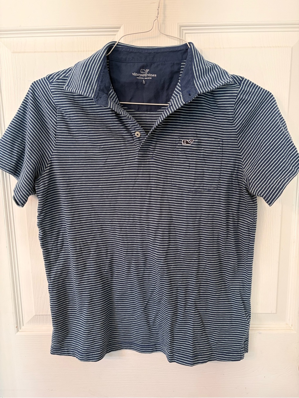 Vineyard Vines Boys Navy Stripe Active Polo Shirt size L